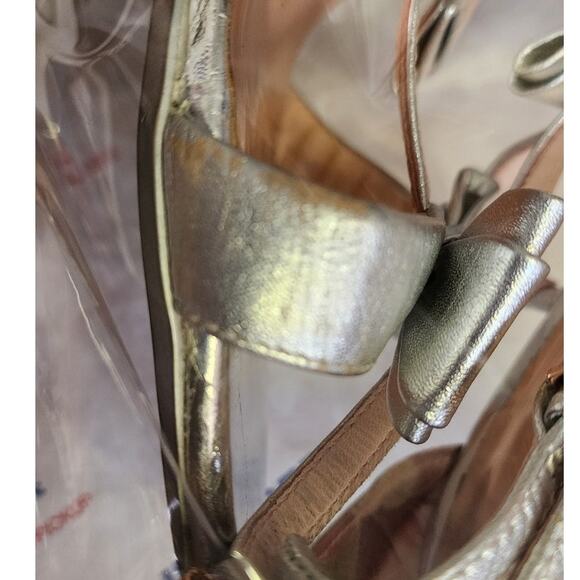 Womens Ted Baker Silver Bow Rose Gold Trim Heels Size 40 9.5 - Picture 10 of 11